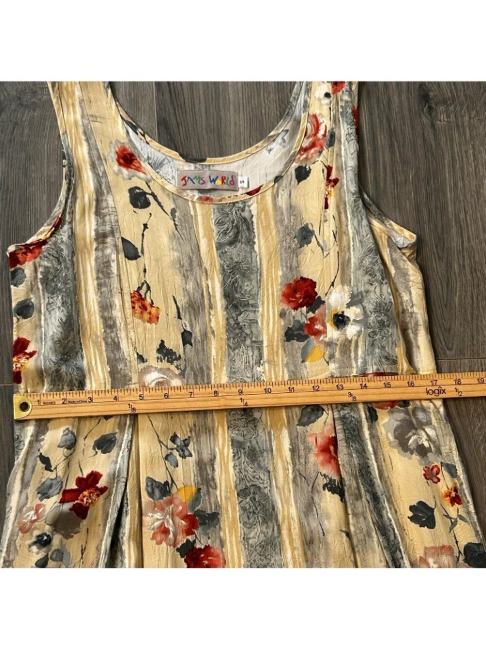 Jams World Dress Womens S Antique Trellis Floral Stripe Rayon Maxi Pockets USA - Picture 13 of 15
